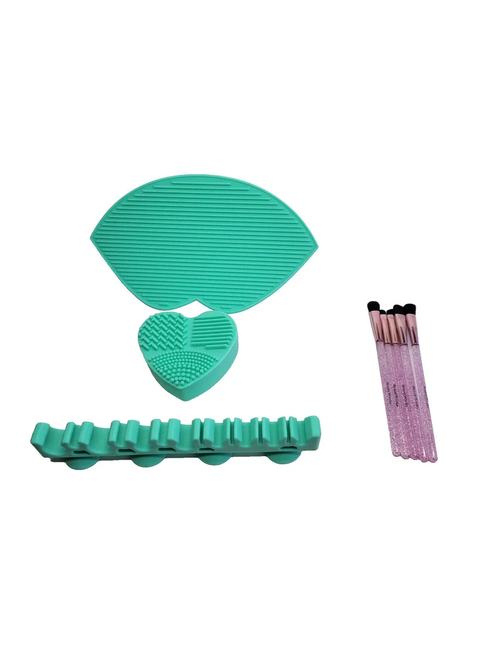 5 Pc Beautyworks NYC Makeup pink Brush Set  +   Macys 3 Pc Brush Cleaner Set